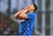 6 April 2018; Courtney Duffus of Waterford FC reacts after missed chance on goal during the SSE Airtricity League Premier Division match between Waterford FC and Cork City at the RSC in Waterford.   Photo by Matt Browne/Sportsfile