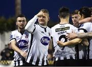 6 April 2018; Dane Massey of Dundalk celebrates following his side's opening goal scored by team-mate Robbie Benson during the SSE Airtricity League Premier Division match between Dundalk and Shamrock Rovers at Oriel Park in Dundalk, Louth.  Photo by Seb Daly/Sportsfile