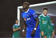 6 April 2018; Izzy Akinade of Waterford FC celebrates after his side's second goal, scored by team-mate Courtney Duffus, during the SSE Airtricity League Premier Division match between Waterford FC and Cork City at the RSC in Waterford. Photo by Matt Browne/Sportsfile