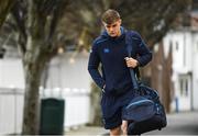 7 April 2018; Garry Ringrose of Leinster arrives ahead of the Guinness PRO14 Round 19 match between Leinster and Zebre at the RDS Arena in Dublin. Photo by Ramsey Cardy/Sportsfile