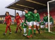 5 April 2018; Tiegan Ruddy of Republic of Ireland maks her way out to the pitch during the UEFA Women's U19 European Championship Elite Round Qualifier match between Spain and Republic of Ireland at Turners Cross in Cork. Photo by Eóin Noonan/Sportsfile