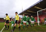 5 April 2018; Players from both side's make their way out to the pitch ahead of the UEFA Women's U19 European Championship Elite Round Qualifier match between Spain and Republic of Ireland at Turners Cross in Cork. Photo by Eóin Noonan/Sportsfile