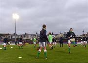5 April 2018; Republic of Ireland players warm up ahead of the UEFA Women's U19 European Championship Elite Round Qualifier match between Spain and Republic of Ireland at Turners Cross in Cork. Photo by Eóin Noonan/Sportsfile