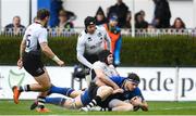 7 April 2018; Max Deegan of Leinster scores his side's third try during the Guinness PRO14 Round 19 match between Leinster and Zebre at the RDS Arena in Dublin. Photo by Ramsey Cardy/Sportsfile