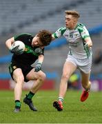 7 April 2018; Mark Devlin of Holy Trinity College in action against Kuba Callaghan of St Nathy's College during the Masita GAA All Ireland Post Primary Schools Paddy Drummond Cup Final match between St Nathy's College Ballaghaderreen and Holy Trinity College Cookstown at Croke Park in Dublin. Photo by Piaras Ó Mídheach/Sportsfile