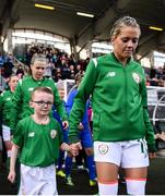6 April 2018; Denise O'Sullivan of Republic of Ireland and her nephew Jack O'Sullivan, age 7, prior to the 2019 FIFA Women's World Cup Qualifier match between Republic of Ireland and Slovakia at Tallaght Stadium in Tallaght, Dublin. Photo by Stephen McCarthy/Sportsfile