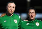 6 April 2018; Republic of Ireland players Louise Quinn, left, and Niamh Fahey during the 2019 FIFA Women's World Cup Qualifier match between Republic of Ireland and Slovakia at Tallaght Stadium in Tallaght, Dublin. Photo by Stephen McCarthy/Sportsfile
