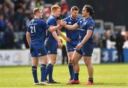 7 April 2018; Nick McCarthy, left, and James Lowe of Leinster celebrate following the Guinness PRO14 Round 19 match between Leinster and Zebre at the RDS Arena in Dublin. Photo by Sam Barnes/Sportsfile