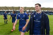 7 April 2018; Gavin Mullin, left, and Conor O'Brien of Leinster following the Guinness PRO14 Round 19 match between Leinster and Zebre at the RDS Arena in Dublin. Photo by Ramsey Cardy/Sportsfile