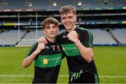 7 April 2018; Mark McKearney, left, and Páuric Lagan of Holy Trinity College celebrate after the Masita GAA All Ireland Post Primary Schools Paddy Drummond Cup Final match between St Nathy's College Ballaghaderreen and Holy Trinity College Cookstown at Croke Park in Dublin. Photo by Piaras Ó Mídheach/Sportsfile