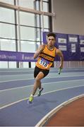 7 April 2018; Colin Doyle of Leevale AC, Co. Cork, on his way to winning the Under 18 Boys 4x200m relay team event, during the Irish Life Health National Juvenile Indoor Championships day 1 at Athlone IT in Athlone, Co Westmeath. Photo by Tomás Greally/Sportsfile