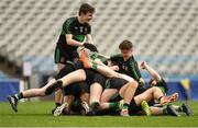 7 April 2018; Holy Trinity College players celebrate after the Masita GAA All Ireland Post Primary Schools Paddy Drummond Cup Final match between St Nathy's College Ballaghaderreen and Holy Trinity College Cookstown at Croke Park in Dublin. Photo by Piaras Ó Mídheach/Sportsfile