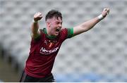 7 April 2018; St Ronan's College captain Jamie Haughey celebrates after the Masita GAA All Ireland Post Primary Schools Hogan Cup Final match between Rice College Westport and St Ronan's College Lurgan at Croke Park in Dublin. Photo by Piaras Ó Mídheach/Sportsfile