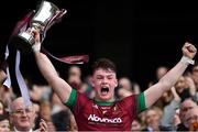 7 April 2018; St Ronan's College captain Jamie Haughey lifts the cup after the Masita GAA All Ireland Post Primary Schools Hogan Cup Final match between Rice College Westport and St Ronan's College Lurgan at Croke Park in Dublin. Photo by Piaras Ó Mídheach/Sportsfile