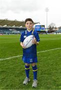 7 April 2018; Matchday mascot 9 year old Jonathan O’Donnell, from Coolmine, Dublin, ahead of the Guinness PRO14 Round 19 match bewteen Leinster and Zebre at the RDS Arena in Dublin. Photo by Ramsey Cardy/Sportsfile