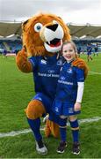 7 April 2018; Matchday mascot 7 year old Eve Kilcline, from Goatstown, Dublin, ahead of the Guinness PRO14 Round 19 match bewteen Leinster and Zebre at the RDS Arena in Dublin. Photo by Ramsey Cardy/Sportsfile