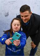 7 April 2018; Leinster player Robbie Henshaw with supporters in Autograph Alley prior to the Guinness PRO14 Round 19 match between Leinster and Zebre at the RDS Arena in Dublin.  Photo by Sam Barnes/Sportsfile