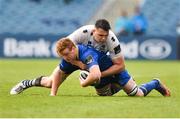 7 April 2018; Peadar Timmins of Leinster is tackled by Roberto Tenga of Zebre during the Guinness PRO14 Round 19 match between Leinster and Zebre at the RDS Arena in Dublin. Photo by Sam Barnes/Sportsfile