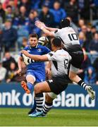 7 April 2018; Ross Byrne of Leinster in action against Faialaga Afamasaga, left, and Carlo Canna of Zebre during the Guinness PRO14 Round 19 match between Leinster and Zebre at the RDS Arena in Dublin. Photo by Sam Barnes/Sportsfile