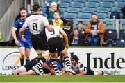 7 April 2018; James Lowe of Leinster scores his side's first try during the Guinness PRO14 Round 19 match between Leinster and Zebre at the RDS Arena in Dublin. Photo by Sam Barnes/Sportsfile