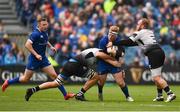 7 April 2018; James Tracy of Leinster is tackled by Valerio Bernabò, left, and Dario Chistolini of Zebre during the Guinness PRO14 Round 19 match between Leinster and Zebre at the RDS Arena in Dublin. Photo by Sam Barnes/Sportsfile