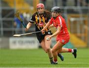 8 April 2018; Laura Treacy of Cork in action against Miriam Walshe of Kilkenny during the Littlewoods Ireland Camogie League Division 1 Final match between Kilkenny and Cork at Nowlan Park in Kilkenny. Photo by Piaras Ó Mídheach/Sportsfile