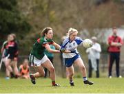 8 April 2018; Ciara McAnespie of Monaghan in action against Roisin Flynn of Mayo during the Lidl Ladies Football National League Division 1 Round 5 match between Mayo and Monaghan at Swinford Amenity Park in Kiltimagh Road, Swinford, Co. Mayo. Photo by Eóin Noonan/Sportsfile