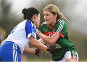 8 April 2018; Grace Kelly of Mayo in action against Josie Fitzpatrick of Monaghan during the Lidl Ladies Football National League Division 1 Round 5 match between Mayo and Monaghan at Swinford Amenity Park in Kiltimagh Road, Swinford, Co. Mayo. Photo by Eóin Noonan/Sportsfile