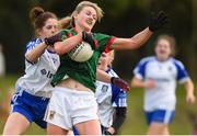 8 April 2018; Fiona McHale of Mayo in action against Hazel Kingham of Monaghan during the Lidl Ladies Football National League Division 1 Round 5 match between Mayo and Monaghan at Swinford Amenity Park in Kiltimagh Road, Swinford, Co. Mayo. Photo by Eóin Noonan/Sportsfile