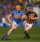8 April 2018; Padraic Maher of Tipperary in action against John Donnelly of Kilkenny during the Allianz Hurling League Division 1 Final match between Kilkenny and Tipperary at Nowlan Park in Kilkenny. Photo by Stephen McCarthy/Sportsfile