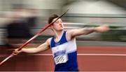 8 April 2018; Dylan Kearns of Finn Valley A.C. Co Donegal, competing in the Junior Men's Javelin Event during the Irish Life Health National Spring Throws at Templemore in Co. Tipperary. Photo by Sam Barnes/Sportsfile