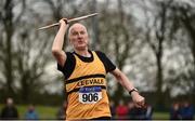 8 April 2018; Pat Moore of Leevale A.C. Co Cork, competing in the M70 Men's Javelin Event during the Irish Life Health National Spring Throws at Templemore in Co. Tipperary. Photo by Sam Barnes/Sportsfile
