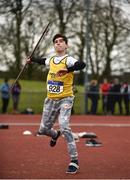 8 April 2018; Max Hallahan of Bandon A.C. Co Cork, competing in the U16 Men's Javelin Event during the Irish Life Health National Spring Throws at Templemore in Co. Tipperary. Photo by Sam Barnes/Sportsfile