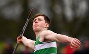 8 April 2018; Brian Lynch of Old Abbey A.C. Co Cork, competing in the U18 Men's Javelin Event during the Irish Life Health National Spring Throws at Templemore in Co. Tipperary. Photo by Sam Barnes/Sportsfile
