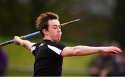 8 April 2018; Joshua Hewlett of United Striders A.C. Co Kilkenny, competing in the U18 Men's Javelin Event during the Irish Life Health National Spring Throws at Templemore in Co. Tipperary. Photo by Sam Barnes/Sportsfile