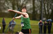 8 April 2018; Mark Freeman of Newbridge A.C. Co Kildare, competing in the U19 Men's Javelin Event during the Irish Life Health National Spring Throws at Templemore in Co. Tipperary. Photo by Sam Barnes/Sportsfile