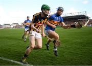 8 April 2018; Joey Holden of Kilkenny is shouldered over the sideline by Jason Forde of Tipperary during the Allianz Hurling League Division 1 Final match between Kilkenny and Tipperary at Nowlan Park in Kilkenny. Photo by Stephen McCarthy/Sportsfile