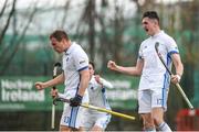 8 April 2018; Harry Morris of Three Rock Rovers, right, and Luke Madeley celebrate after he scored their side's third goal during the Men's Irish Senior Cup Final match between Three Rock Rovers and Pembroke Wanderers at the National Hockey Stadium in UCD, Dublin. Photo by David Fitzgerald/Sportsfile