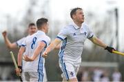 8 April 2018; Ross Canning of Three Rock Rovers celebrates after he scored his side's fifth goal during the Men's Irish Senior Cup Final match between Three Rock Rovers and Pembroke Wanderers at the National Hockey Stadium in UCD, Dublin. Photo by David Fitzgerald/Sportsfile