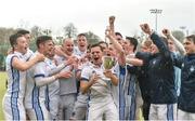 8 April 2018; Three Rock Rovers players celebrate following the Men's Irish Senior Cup Final match between Three Rock Rovers and Pembroke Wanderers at the National Hockey Stadium in UCD, Dublin. Photo by David Fitzgerald/Sportsfile