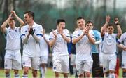 8 April 2018; Three Rock Rovers players applaud the support following the Men's Irish Senior Cup Final match between Three Rock Rovers and Pembroke Wanderers at the National Hockey Stadium in UCD, Dublin. Photo by David Fitzgerald/Sportsfile