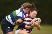 8 April 2018; Katie O'Brien of Tullow RFC is tackled by Lauren Retig of Suttonians RFC during the Womens Division 2 League Final match between Suttonians RFC and Tullow RFC at Naas RFC in Naas, Co. Kildare. Photo by Ramsey Cardy/Sportsfile