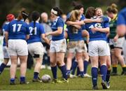 8 April 2018; Ciara Scanlon, left, and Amy Moran of St Mary's RFC celebrate following the Womens Division 1 League Final match between St Marys RFC and Railyway Union at Naas RFC in Naas, Co. Kildare. Photo by Ramsey Cardy/Sportsfile