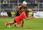8 April 2018; Julia White of Cork in action against Davia Tobin of Kilkenny the Littlewoods Ireland Camogie League Division 1 Final match between Kilkenny and Cork at Nowlan Park in Kilkenny. Photo by Piaras Ó Mídheach/Sportsfile