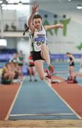 7 April 2018; Grace Coyle, Riverstick/Kinsale AC, Co. Cork, in action during the Under 14 Girls Long Jump event, during the Irish Life Health National Juvenile Indoor Championships Day 1 at Athlone IT in Athlone, Westmeath. Photo by Tomás Greally/Sportsfile
