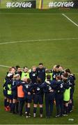 9 April 2018; Players and staff huddle together following Republic of Ireland training at Tallaght Stadium in Tallaght, Dublin. Photo by Stephen McCarthy/Sportsfile