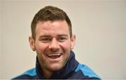 9 April 2018; Fergus McFadden speaking during a Leinster Rugby Press Conference at Leinster Rugby HQ, UCD, Dublin. Photo by David Fitzgerald/Sportsfile