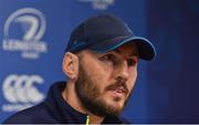 9 April 2018; Backs coach Girvan Dempsey speaking during a Leinster Rugby Press Conference at Leinster Rugby HQ, UCD, Dublin. Photo by David Fitzgerald/Sportsfile