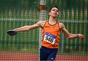 8 April 2018; Alex Reynolds of Nenagh Olympic A.C., Co Tipperary, competing in the U16 Men's Discus Event during the Irish Life Health National Spring Throws at Templemore in Co. Tipperary. Photo by Sam Barnes/Sportsfile