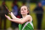 8 April 2018; Amy Whelan of Liscarroll A.C., Co Cork, competing in the U16 Women's Javelin during the Irish Life Health National Spring Throws at Templemore in Co. Tipperary. Photo by Sam Barnes/Sportsfile